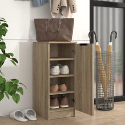 Berkfield Home Shoe Cabinet Sonoma Oak 30x35x70 cm Engineered Wood in Brown - Size: 30 x 35 x 70 cm - thumbnail 3