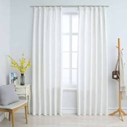 Berkfield Home Elegant Blackout Curtains with Hooks 2 pcs Off-White 140x175 cm in White - thumbnail 2