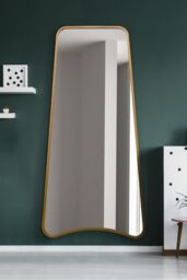MirrorOutlet Gold Metal Isoscelles Trapezoid Shape Framed Wall Mirror 200CM X 95CM - Size: 1 Pack