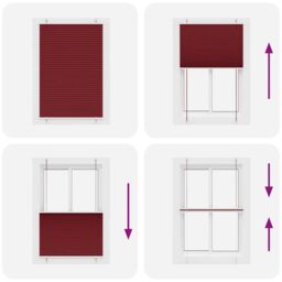 Berkfield Home Pleated Blind Bordeaux Red 100x150 cm Fabric Width 99.4 cm Polyester - thumbnail 5
