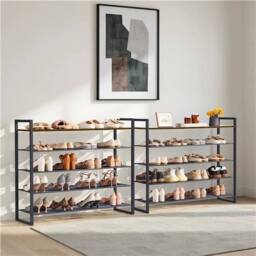 KORVIXA 10-Tier Stackable Iron Shoe Rack in Brown - Size: 0.6m2 - thumbnail 5