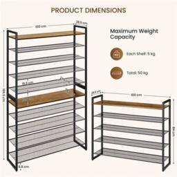 KORVIXA 10-Tier Stackable Iron Shoe Rack in Brown - Size: 0.6m2 - thumbnail 2