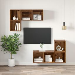 Berkfield Home TV Cabinet with Shelf Old wood 37 x 37 x 72 cm Engineered wood in Brown - thumbnail 6