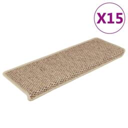 Berkfield Home Stair Mats Self-adhesive Sisal-Look 15 pcs 65x21x4 cm Sand in Beige - Size: Medium - thumbnail 2