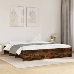 Berkfield Home Durable Bed Frame Frame Smoked Oak 180x200 cm Super King Wood in Brown - thumbnail 2
