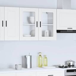 Berkfield Home Kitchen Wall Cabinet with Glass Door Porto White - thumbnail 2