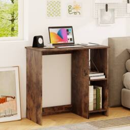 Costway Industrial Computer Desk 80 CM Home Office Desk Study Writing Desk in Brown - thumbnail 2