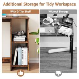 Costway Industrial Computer Desk 80 CM Home Office Desk Study Writing Desk in Brown - thumbnail 4