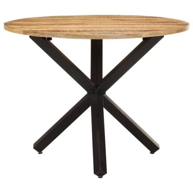 Berkfield Home Dining Table Round 100x100x75 cm Rough Mango Wood in Brown - Size: 100 x 100 x 75 cm - image 1
