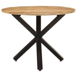 Berkfield Home Dining Table Round 100x100x75 cm Rough Mango Wood in Brown - Size: 100 x 100 x 75 cm - thumbnail 1