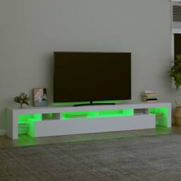 Berkfield Home TV Cabinet with LED Lights White 260x36.5x40 cm - thumbnail 4