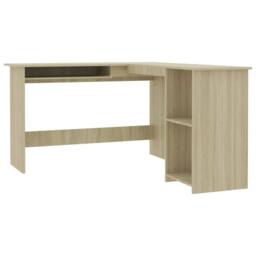 Berkfield Home L-Shaped Corner Desk Sonoma Oak 120x140x75 cm Engineered Wood in Light Tan - Size: 120 x 140 x 75 cm