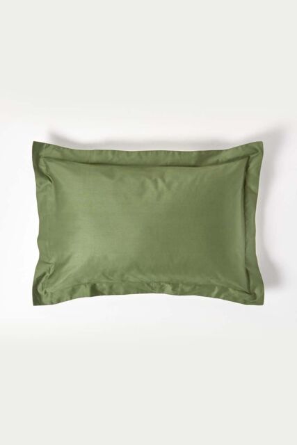 Homescapes Duck Egg Blue Sateen Cotton Oxford Pillowcase 400 TC in Green - image 1