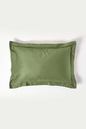 Homescapes Duck Egg Blue Sateen Cotton Oxford Pillowcase 400 TC in Green - thumbnail 1