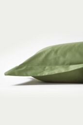 Homescapes Duck Egg Blue Sateen Cotton Oxford Pillowcase 400 TC in Green - thumbnail 2