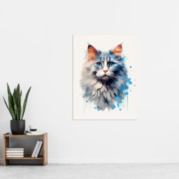 "Artery8 Wall Art Print Grey Point Ragdoll With Blue Eyes Cat Lover Gift Pet Portrait Bright Artwork Painting Poster - Size: W18"" x H24""" - thumbnail 4