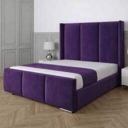 Living Comfort Bedz Westbury Plush Velvet Upholstered Bed Slatted Base - 48Inch Headboard in Purple - Size: Small Double