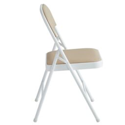 MCC Direct Single Folding Dining Chair Metal Frame Padded Seat in Beige - thumbnail 3