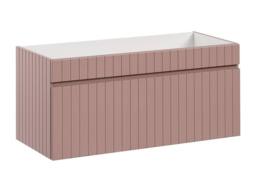 Vente-unique Fluted Wall-Hung Vanity Unit In Pink - 100 Cm - SATARA - thumbnail 2
