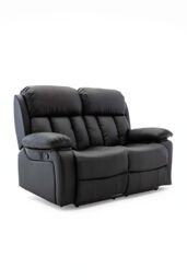 More4Homes Chester Manual Recliner Bonded Leather 2+3 Seater Sofa Set in Black - thumbnail 4