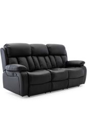 More4Homes Chester Manual Recliner Bonded Leather 2+3 Seater Sofa Set in Black - thumbnail 2