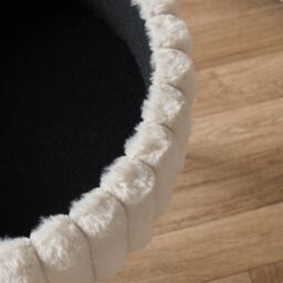 OHS Ribbed Fleece Faux Fur Hairpin Stool Vanity Seat Ottoman Footrest in Cream - thumbnail 4