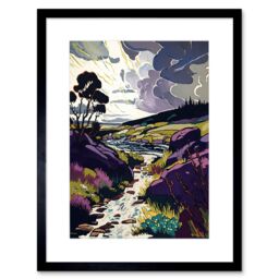 "Artery8 Wall Art Print Scottish Landscape with Stormy Clouds Artwork Framed 9X7 Inch in Black - Size: W7"" x H9""" - thumbnail 1
