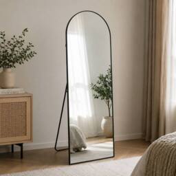 Gr8 Home 160x50cm Arched Black Full Length Freestanding Mirror - Size: 160x50 cm