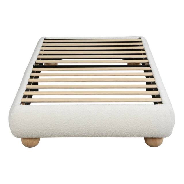 KORVIXA 3ft Single Bed Boucle Fabric Upholstered Platform Bed in Beige - Size: Double - image 1