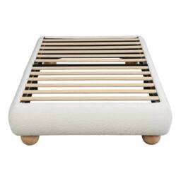 KORVIXA 3ft Single Bed Boucle Fabric Upholstered Platform Bed in Beige - Size: Double - thumbnail 1