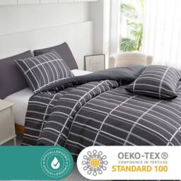 Pamposh Microfibre Duvet Cover Set King Size Reversible Bedding Sets in Charcoal - Size: Double - thumbnail 6