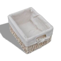 Berkfield Home Wooden Storage Rack 4 Weaving Baskets White - thumbnail 6