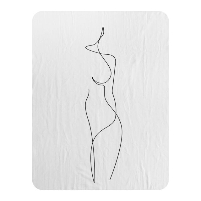Benjamin Tate Design line art drawing of woman Designer Blanket in Natural - Size: 120 cm x 150 cm - image 1