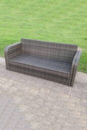 Fimous PE Wicker Rattan Garden Furniture Set Lounge Sofa Outdoor Big Footstool 7 Seater in Dark Grey - thumbnail 4