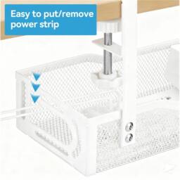 Nordara White No Drill Under Desk Metal Cable Management Tray - thumbnail 4