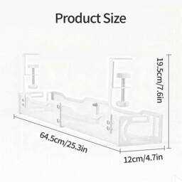 Nordara White No Drill Under Desk Metal Cable Management Tray - thumbnail 2