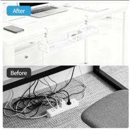 Nordara White No Drill Under Desk Metal Cable Management Tray - thumbnail 3