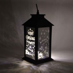 Shatchi Christmas LED Warm White Lantern Lamp Black PVC Frame with Designed & printed Christmas Theme - thumbnail 4
