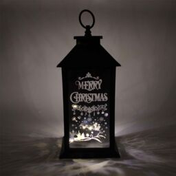 Shatchi Christmas LED Warm White Lantern Lamp Black PVC Frame with Designed & printed Christmas Theme - thumbnail 5