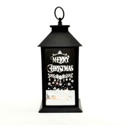 Shatchi Christmas LED Warm White Lantern Lamp Black PVC Frame with Designed & printed Christmas Theme - thumbnail 2