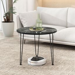 Costway Round Coffee Table Small Faux Marble Accent Table in Black - thumbnail 8