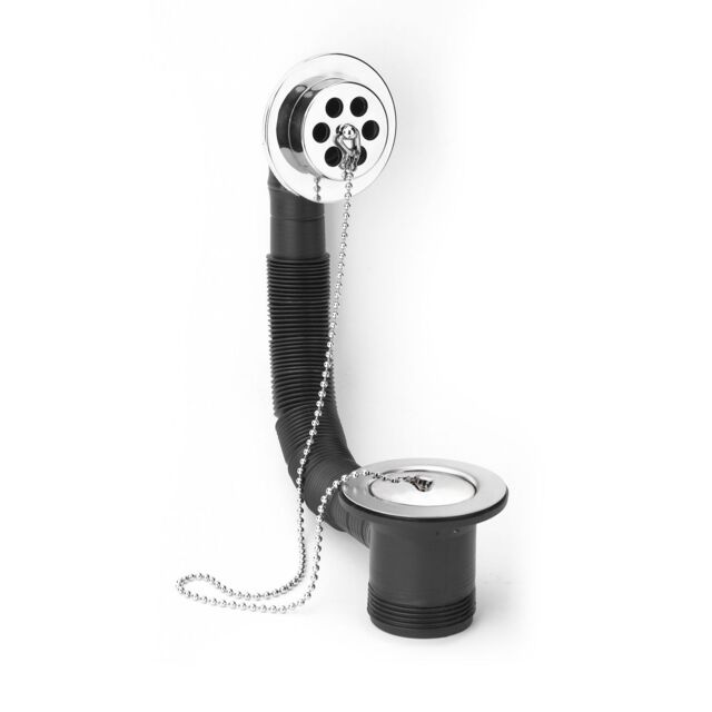 Nes Home Brass Plug & Chain Bath Waste & Overflow in Metallic Silver - image 1