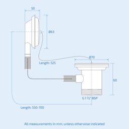 Nes Home Brass Plug & Chain Bath Waste & Overflow in Metallic Silver - thumbnail 4