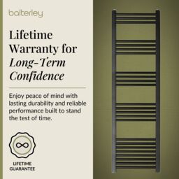 Balterley Straight Heated Towel Rail Radiator, 732W, 400 x 1600mm, Matt Black - thumbnail 7