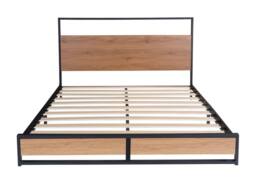 FURNITURE ONE Metal Bed Frame with Headboard & Footboard, Solid Slatted in Brown - Size: EU King - thumbnail 4