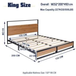 FURNITURE ONE Metal Bed Frame with Headboard & Footboard, Solid Slatted in Brown - Size: EU King - thumbnail 8