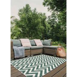 THE RUGS Reversible Outdoor Rugs in Zigzag Design Duo Weave Collection in Blue - Size: 120 cm x 170 cm - thumbnail 5
