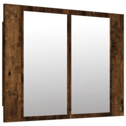 Berkfield Home LED Mirror Cabinet Smoked Oak 60x12x45 cm Engineered Wood in Brown - Size: 60 x 12 x 45 cm - thumbnail 2