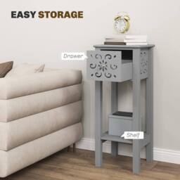 Wyld Haus Elne Set of 2 Grey Floral Cut Out Wooden Side Tables - thumbnail 5