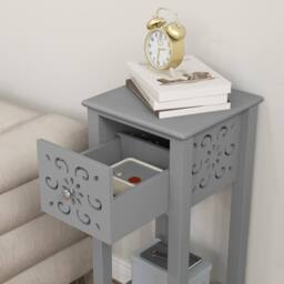 Wyld Haus Elne Set of 2 Grey Floral Cut Out Wooden Side Tables - thumbnail 7
